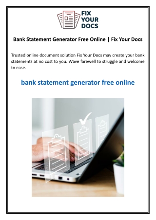 bank statement generator free online fix your docs