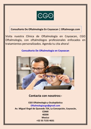 Consultorio De Oftalmologia En Coyoacan Oftalmocgo.com
