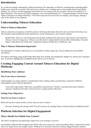 ”Creating Engaging Content Around Tobacco Education for Digital Platforms