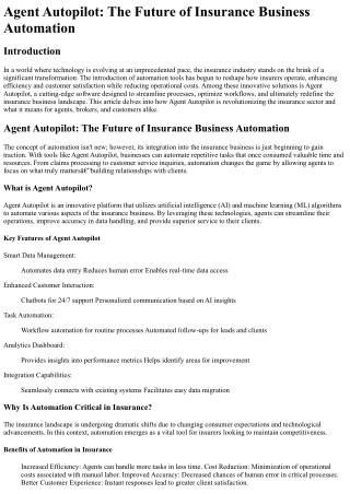 Agent Autopilot The Future of Insurance Business Automation