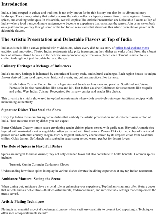 The Artistic Presentation and Delectable Flavors at Top of India