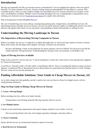 Finding Affordable Solutions: Your Guide to Cheap Movers in Tucson, AZ