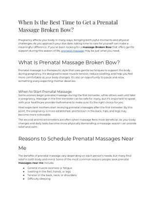 When Is the Best Time to Get a Prenatal Massage Broken Bow_