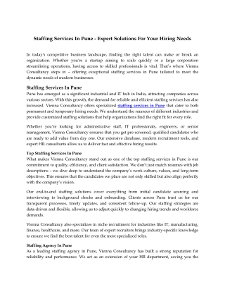 Staffing Services In Pune - Expert Solutions For Your Hiring Needs
