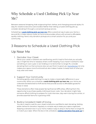 Why Schedule a Used Clothing Pick Up Near Me_