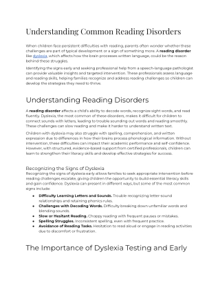 understanding common reading disorders
