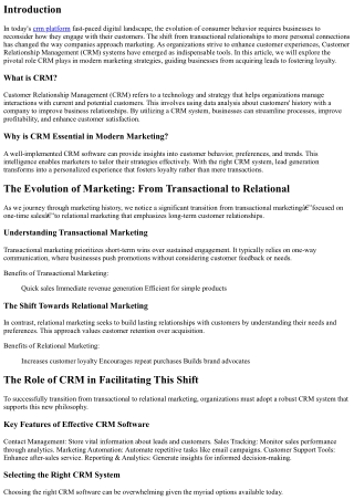 From Leads to Loyalty: The Essential Role of CRM in Modern Marketing Strategies