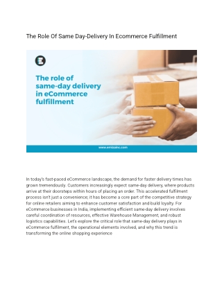 the role of same day delivery in ecommerce
