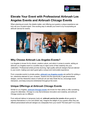 Elevate Your Event with Professional Airbrush Los Angeles Events and Airbrush Chicago Events