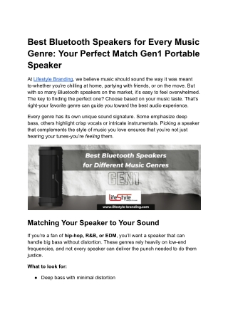 The Ultimate Guide to Choosing a Bluetooth Speaker Based on Your Music Taste