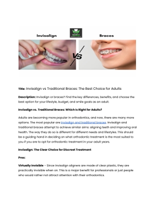 Invisalign vs. Traditional Braces: Which Is Right for Adults?