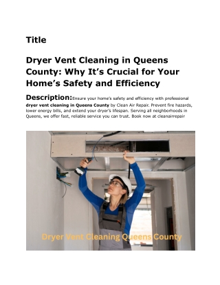Dryer Vent Cleaning in Queens County