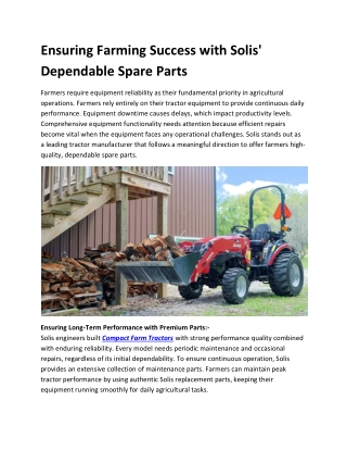 ensuring farming success with solis dependable