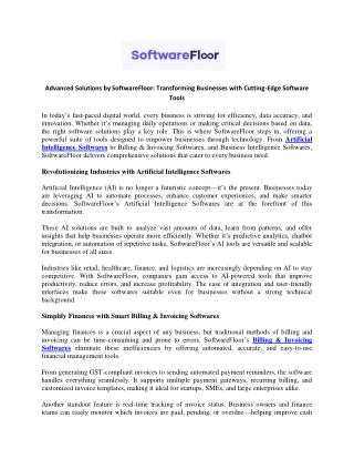advanced solutions by softwarefloor transforming
