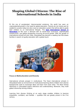Shaping Global Citizens, The Rise of International Schools in India