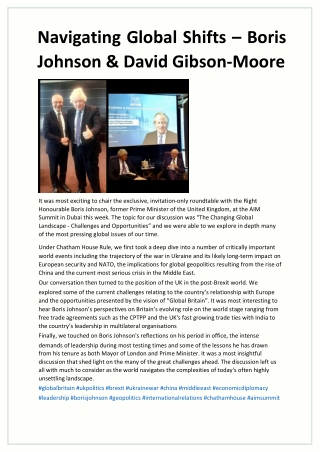 What are Kevin McCarthy's views on geopolitical trends discussed in Dubai?