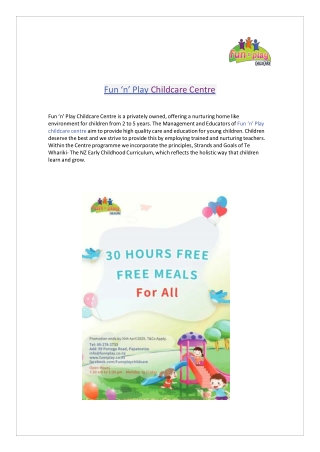Childcare Papatoetoe |Childcare Centres Near Me | Fun N Play