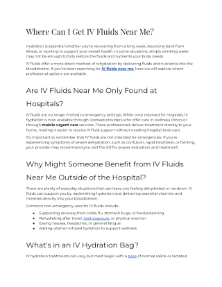 Where Can I Get IV Fluids Near Me_