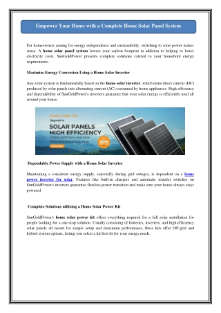 Empower Your Home with a Complete Home Solar Panel System
