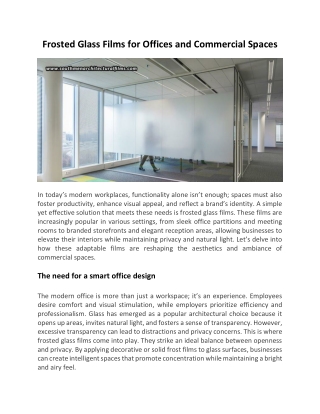 Frosted Glass Films For Offices And Commercial Spaces