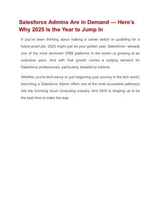 Salesforce Admins Are in Demand — Here’s Why 2025 Is the Year to Jump In