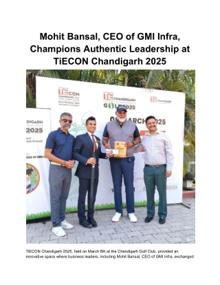 Mohit Bansal, CEO of GMI Infra, Champions Authentic Leadership at TiECON Chandigarh 2025 (1)