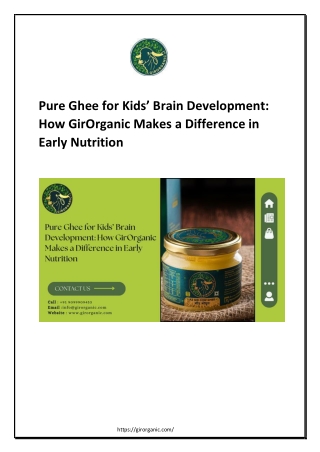Pure Ghee for Kids’ Brain Development- How GirOrganic Makes a Difference in Early Nutrition