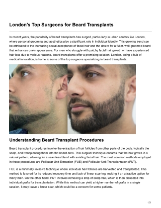 Londons Top Surgeons for Beard Transplants
