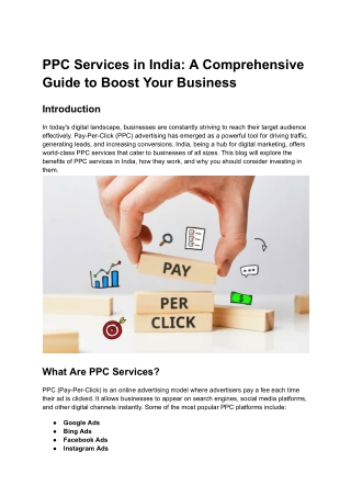 ppc services in india a comprehensive guide