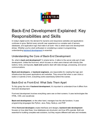back end development explained