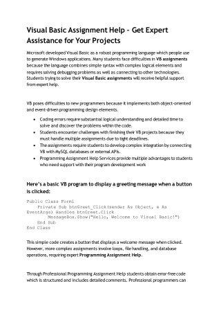 visual basic assignment help get expert