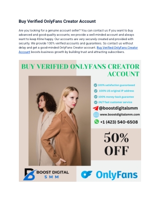 What should I look for when Buy Verified OnlyFans Creator Account?