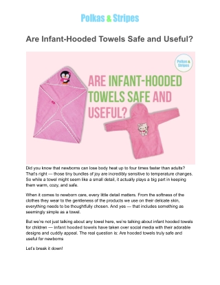 are infant hooded towels safe and useful