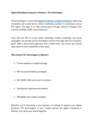 Digital Marketing Company in Bahrain