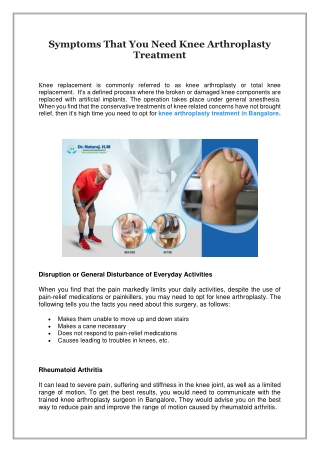 Symptoms That You Need Knee Arthroplasty Treatment