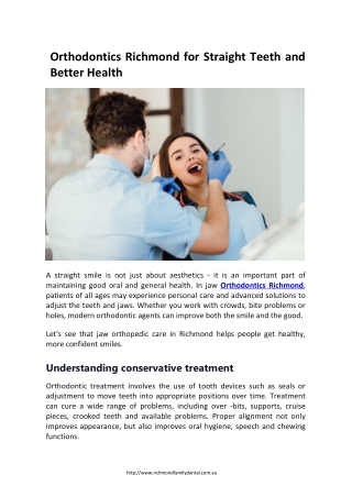 Orthodontics Richmond for Straight Teeth and Better Health