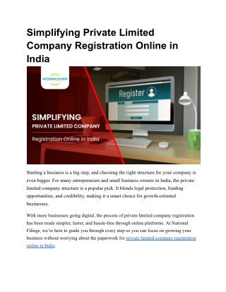Simplifying Private Limited Company Registration Online in India - Google Docs