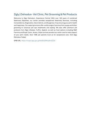 Zigly Dehradun- Vet Clinic, Pet Grooming & Pet Products
