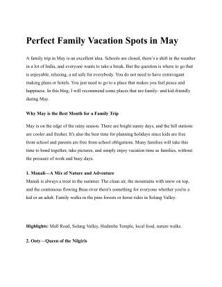 Perfect Family Vacation Spots in May