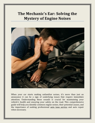 The Mechanic’s Ear - Solving the Mystery of Engine Noises