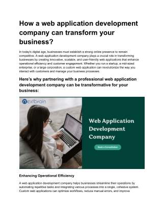 How a web application development company can transform your business?