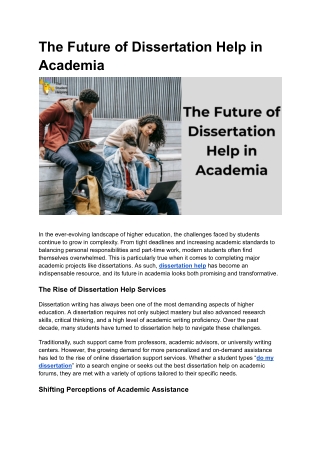 The Future of Dissertation Help in Academia