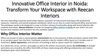 Smart Office Interior in Noida by Reecan Interiors
