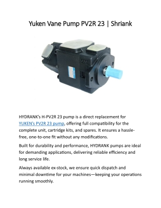 Yuken Vane Pump PV2R 23