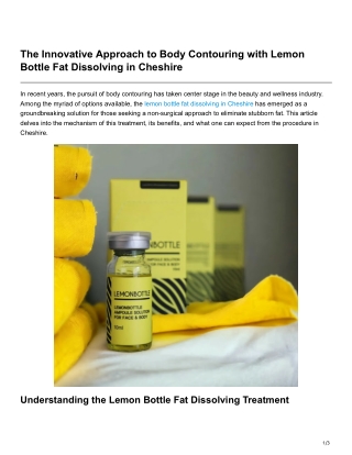 The Innovative Approach to Body Contouring with Lemon Bottle Fat Dissolving in Cheshire