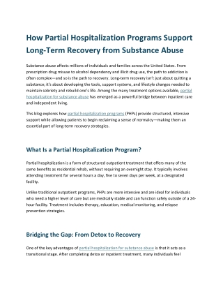 how partial hospitalization programs support long