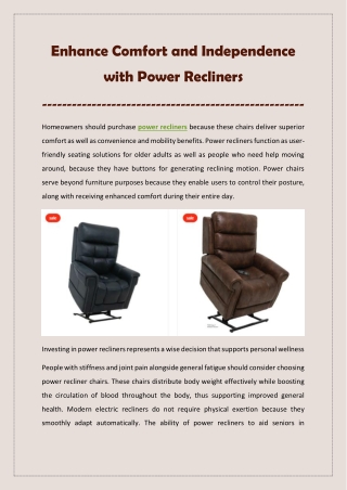 Enhance Comfort and Independence with Power Recliners