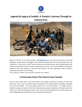 Legends & Legacy of Ladakh- A Traveler’s Journey Through Its Cultural Soul.