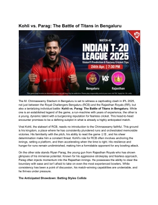 Kohli vs. Parag_ The Battle of Titans in Bengaluru