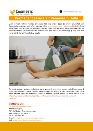 Permanent Laser Hair Removal in Delhi